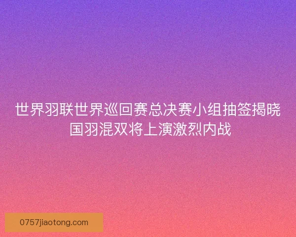 世界羽联世界巡回赛总决赛小组抽签揭晓 国羽混双将上演激烈内战